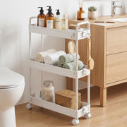 Artiss 3 Tier Slim Storage Trolley Narrow Utility Organiser Rack White