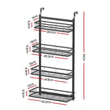 Artiss Over Door Bathroom Rack Hanging Organiser 4 Tier No Drill 91cm Black In Australia - Darrahopens