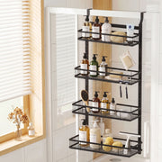 Artiss Over Door Bathroom Rack Hanging Organiser 4 Tier No Drill 91cm Black