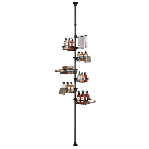 Artiss Tension Pole Shower Caddy Steel Corner Bathroom Shelf Black In Australia - Darrahopens