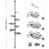 Artiss Tension Pole Shower Caddy Steel Corner Bathroom Shelf Black In Australia - Darrahopens
