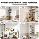 Artiss Tension Pole Shower Caddy Steel Corner Bathroom Shelf Black