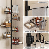 Artiss Tension Pole Shower Caddy Steel Corner Bathroom Shelf Black In Australia - Darrahopens
