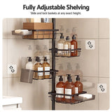 Artiss Tension Pole Shower Caddy Steel Corner Bathroom Shelf Black In Australia - Darrahopens