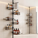 Artiss Tension Pole Shower Caddy Steel Corner Bathroom Shelf Black