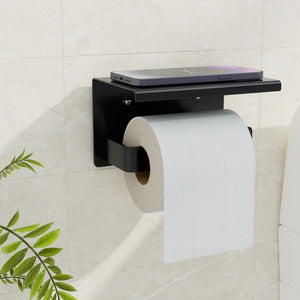 Cefito Toilet Paper Roll Holder w/ Storage Shelf