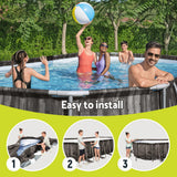 Bestway Swimming Pool Steel Frame Pool Set 6.1x3.66m w/ Filter Pump Ladder Cover