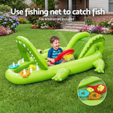 Bestway Inflatable Alligator Kids Play Pool with Slide 234cmx163cm Green
