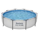 Bestway 305CM Swimming Pools Steel Above Ground Round Backyard Pool Set White