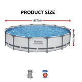 Bestway 427CM Swimming Pools Steel Above Ground Round Backyard Pool Set White
