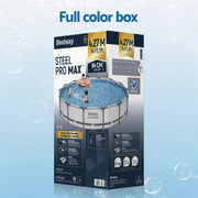 Bestway 427CM Swimming Pools Steel Above Ground Round Backyard Pool Set White