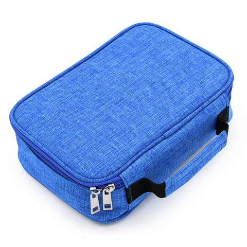 Blue Large Capacity 72-Slot Pencil Case - Multi-functional Oxford Cloth Storage for Students, Artists & Stationery (23x7x16 cm, 228g)