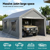 Instahut 3x6m Carports Canopy Tent Portable Garage Outdoor Steel Shelter Grey In Australia - Darrahopens
