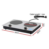 Devanti 2 Hobs Ceramic Cooktop Electric Hot Plate Infrared Knob Control 2400W