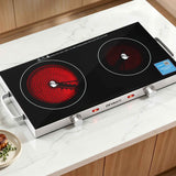 Devanti Portable Ceramic Cooktop Dual Burner Electric Hot Plate 2800W Black In Australia - Darrahopens