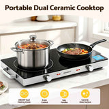 Devanti Portable Ceramic Cooktop Dual Burner Electric Hot Plate 2800W Black In Australia - Darrahopens