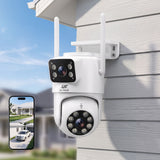 UL-Tech Wireless Security Camera Outdoor Indoor, 2.5K Dual Lens Pan Tilt, 4MP (2×2MP) IP Camera, Motion Detection, Auto-Tracking, Colour Night Vision, 2.4G WiFi, Two-Way Audio, Pet Baby Surveillance