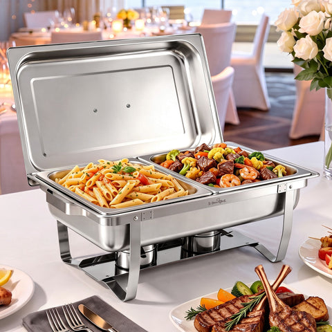 5-Star Chef Chafing Dish 8L 2-Pan Buffet Warmer Food Warmer Catering Server
