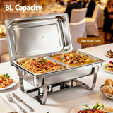 5-Star Chef Chafing Dish 8L 2-Pan Buffet Warmer Food Warmer Catering Server