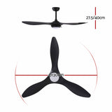 Devanti 52'' Ceiling Fan DC Motor w/Light w/Remote - Black