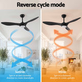 Devanti 52'' Ceiling Fan DC Motor w/Light w/Remote - Black In Australia - Darrahopens