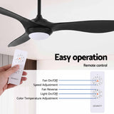 Devanti 52'' Ceiling Fan DC Motor w/Light w/Remote - Black