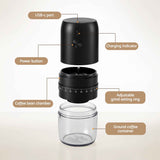 Devanti Electric Coffee Grinder USB-C Rechargeable Portable Coffee Bean Grinder with 40 Precise Grind Settings | Automatic Spice Nut Pepper Grinder Mill with Cleaning Brush & Ground Coffee Container for Home Office Camping Travel, Black