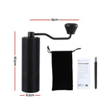 Devanti Manual Coffee Grinder with 24 Adjustable Settings | Hand Coffee Bean Burr Mill for Espresso French Press | Portable Stainless Steel Quiet Grinder with Storage Bag for Travel Camping, Black