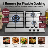 Devanti 59cm Gas Cooktop 3 Burner Knob Control Stainless Steel Hob Silver In Australia - Darrahopens