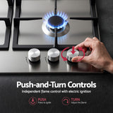 Devanti 59cm Gas Cooktop 3 Burner Knob Control Stainless Steel Hob Silver In Australia - Darrahopens
