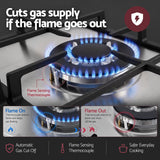 Devanti 59cm Gas Cooktop 3 Burner Knob Control Stainless Steel Hob Silver In Australia - Darrahopens