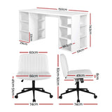 Artiss Office Desk & Chair Set 150cm Computer Desk with 6 Storage Shelves & Ergonomic Cross Legged Chair Armless Cross PU Leather Office Chair with Wheels In Australia - Darrahopens