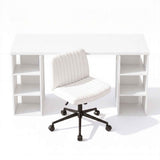 Artiss Office Desk & Chair Set 150cm Computer Desk with 6 Storage Shelves & Ergonomic Cross Legged Chair Armless Cross PU Leather Office Chair with Wheels In Australia - Darrahopens