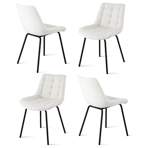 Artiss 4x Dining Chairs Velvet Tufted Kitchen Lounge Cafe Accent Chair Beige