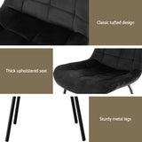 Artiss 2x Dining Chairs Velvet Tufted Kitchen Lounge Cafe Accent Chair Black