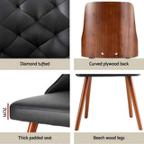 1 Set of 4 Artiss Dining Chairs Black PU