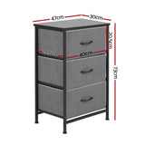 Artiss Set of 2 Chest of 3 Drawers Storage Dresser Tallboy Grey