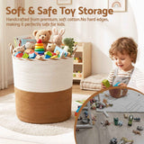 Artiss Woven Laundry Basket with handles Foldable White & Brown
