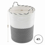 Artiss Woven Laundry Basket with handles Foldable White & Grey