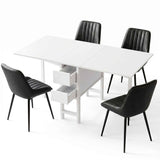 Artiss Dining Table and Chairs Set 5pcs Foldable Kitchen Furniture with 2 Drawers Black and White
