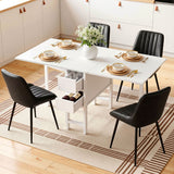 Artiss Dining Table and Chairs Set 5pcs Foldable Kitchen Furniture with 2 Drawers Black and White