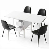 Artiss Dining Table and Chairs Set 5pcs Foldable with 2 Drawers Black and White