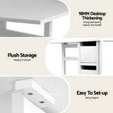 Artiss Dining Table and Chairs Set 5pcs Foldable with 2 Drawers Black and White