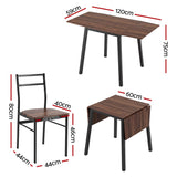 Artiss Dining Table and Chairs Set 5pcs with Extendable 60-120cm Drop-Leaf Table Brown In Australia - Darrahopens