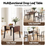 Artiss Dining Table and Chairs Set 5pcs with Extendable 60-120cm Drop-Leaf Table Brown In Australia - Darrahopens
