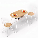 Artiss Oval Dining Table Set 3PC Space-Saving Bistro Kitchen Storage Wine Rack Natural White In Australia - Darrahopens