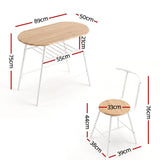 Artiss Oval Dining Table Set 3PC Space-Saving Bistro Kitchen Storage Wine Rack Natural White In Australia - Darrahopens