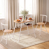 Artiss Oval Dining Table Set 3PC Space-Saving Bistro Kitchen Storage Wine Rack Natural White In Australia - Darrahopens