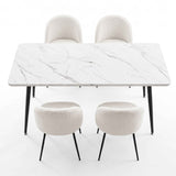 1 Artiss Dining Table and 4 Chairs Set White Marble Style