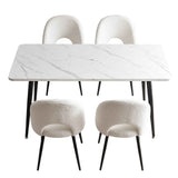 Artiss Dining Table and Chairs Set 5pcs Kitchen Furniture Marble White